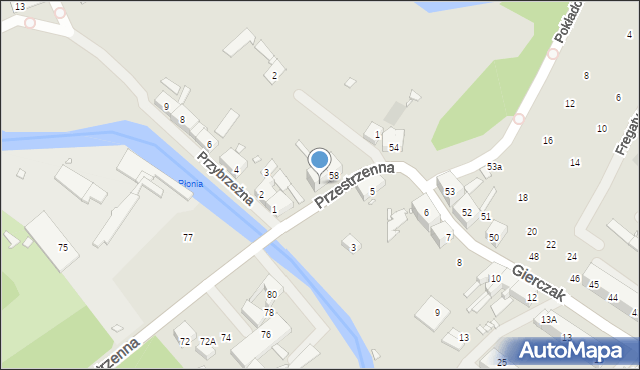 Szczecin, Gierczak Emilii, 59, mapa Szczecina