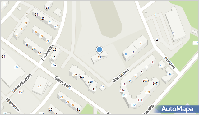 Szczecin, Gierczak Emilii, 33, mapa Szczecina