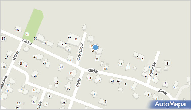 Tychy, Gilów, 34, mapa Tychów