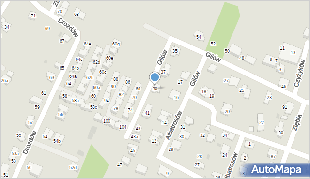 Tychy, Gilów, 39, mapa Tych&oacute;w