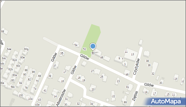 Tychy, Gilów, 50, mapa Tychów
