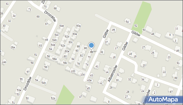 Tychy, Gilów, 68, mapa Tychów