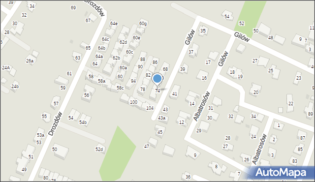 Tychy, Gilów, 74, mapa Tychów
