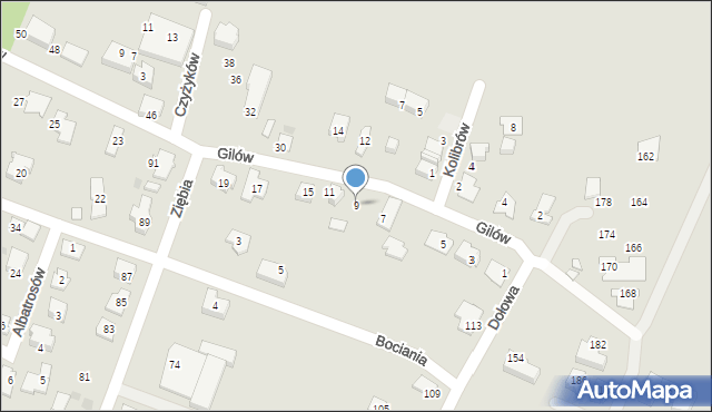 Tychy, Gilów, 9, mapa Tychów