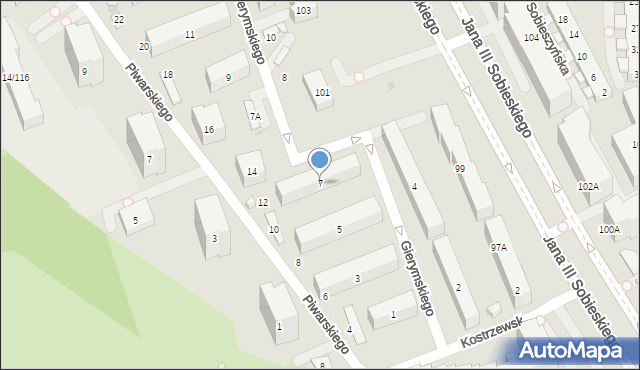 Warszawa, Gierymskiego Aleksandra, 7, mapa Warszawy