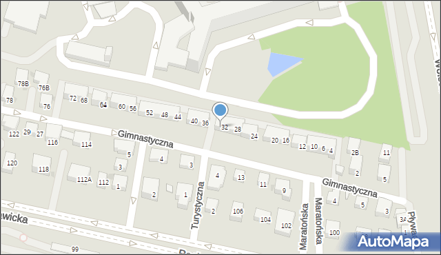 Warszawa, Gimnastyczna, 34, mapa Warszawy