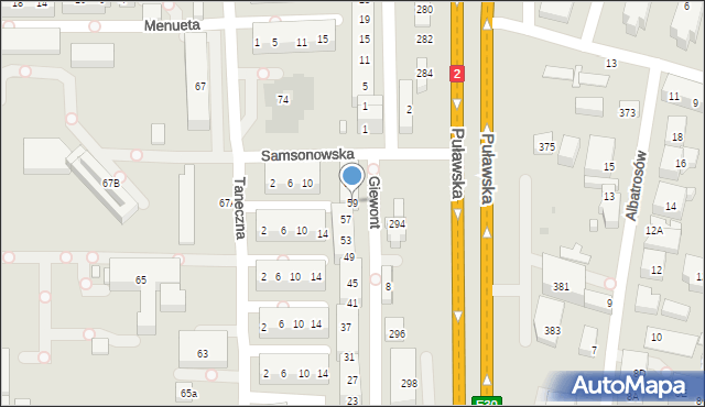 Warszawa, Giewont, 59, mapa Warszawy