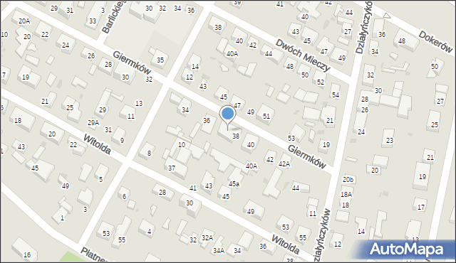 Warszawa, Giermków, 38A, mapa Warszawy