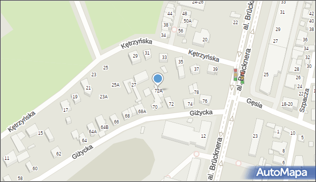 Wrocław, Giżycka, 72A, mapa Wrocławia