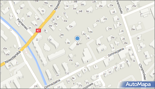 Zakopane, Gimnazjalna, 8a, mapa Zakopanego