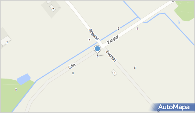 Zaręby, Gila, 6, mapa Zaręby