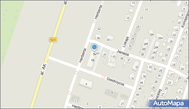Żory, Giedroycia Jerzego, 5A, mapa Żor