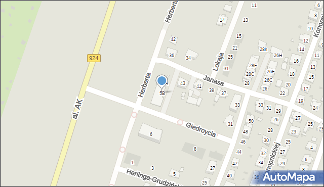 Żory, Giedroycia Jerzego, 5B, mapa Żor