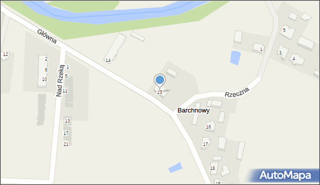 Barchnowy, Główna, 13, mapa Barchnowy