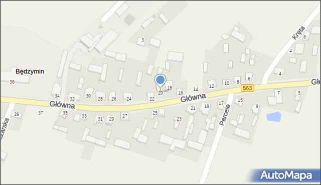 Będzymin, Główna, 20, mapa Będzymin