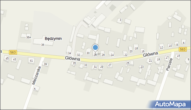 Będzymin, Główna, 28, mapa Będzymin