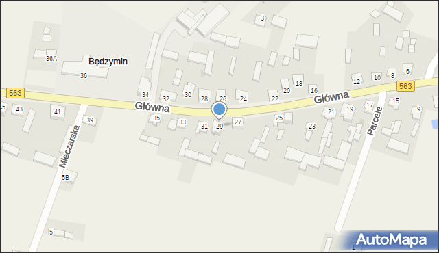 Będzymin, Główna, 29, mapa Będzymin