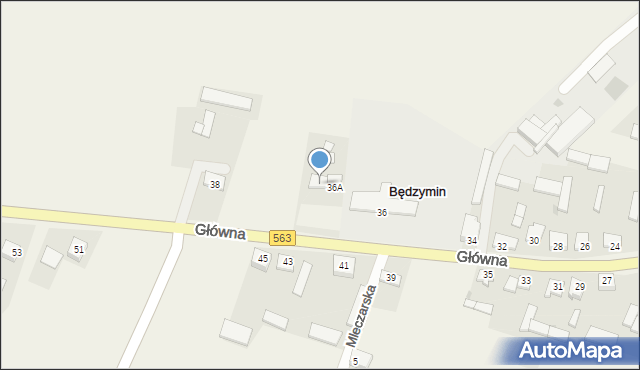 Będzymin, Główna, 36B, mapa Będzymin