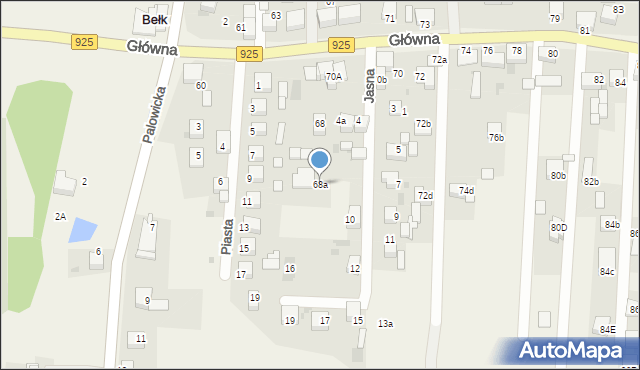Bełk, Główna, 68a, mapa Bełk