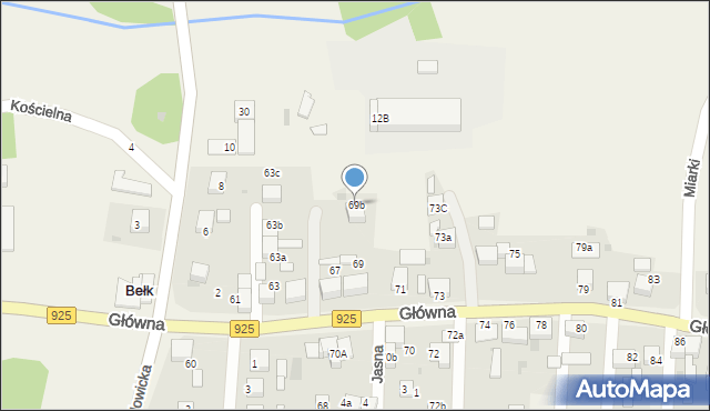 Bełk, Główna, 69b, mapa Bełk