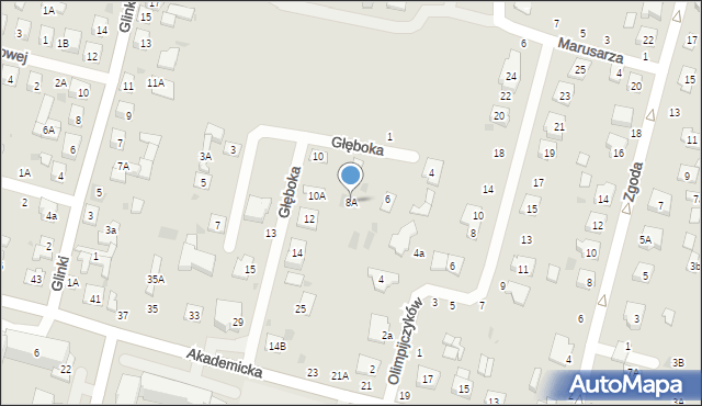 Biała Podlaska, Głęboka, 8A, mapa Białej Podlaskiej