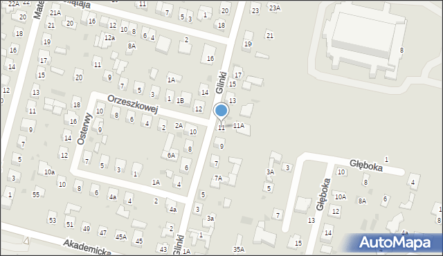 Biała Podlaska, Glinki, 11, mapa Białej Podlaskiej