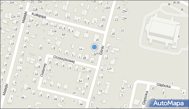 Biała Podlaska, Glinki, 14, mapa Białej Podlaskiej