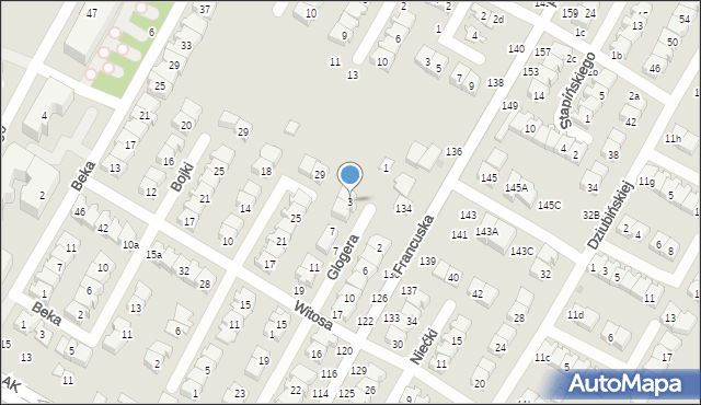 Biała Podlaska, Glogera Jana, 3, mapa Białej Podlaskiej