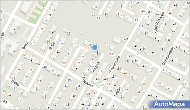 Biała Podlaska, Glogera Jana, 5, mapa Białej Podlaskiej