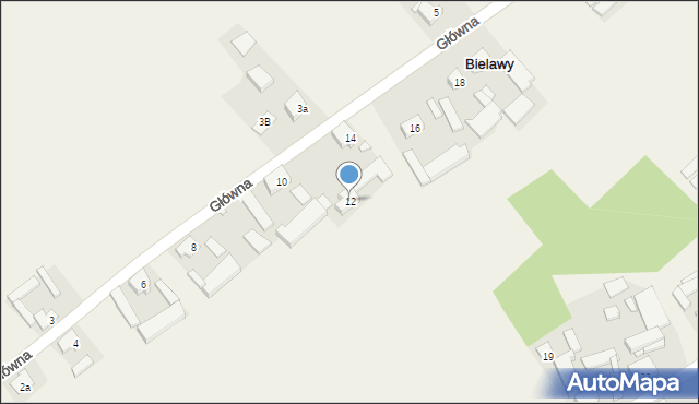 Bielawy, Główna, 12, mapa Bielawy