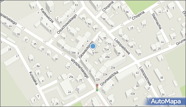 Bielsko-Biała, Głowackiego Bartosza, 3, mapa Bielsko-Białej