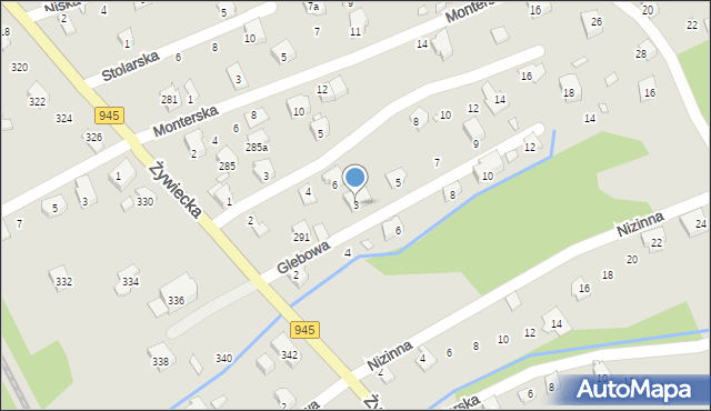 Bielsko-Biała, Glebowa, 3, mapa Bielsko-Białej