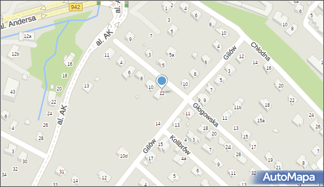 Bielsko-Biała, Głogowska, 12, mapa Bielsko-Białej