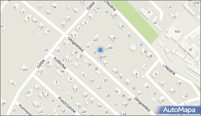 Bielsko-Biała, Głogowska, 15, mapa Bielsko-Białej