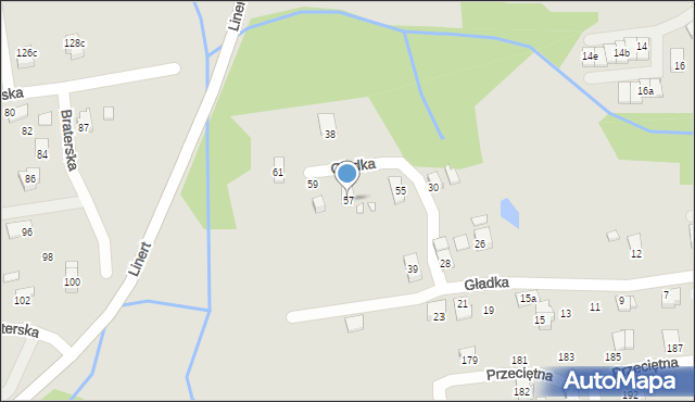 Bielsko-Biała, Gładka, 57, mapa Bielsko-Białej