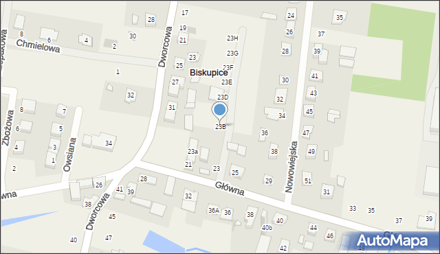Biskupice, Główna, 23B, mapa Biskupice