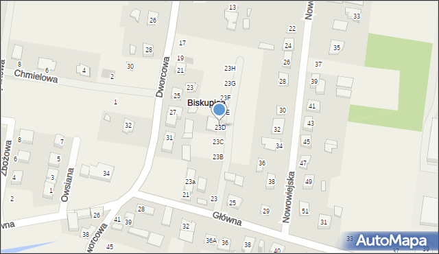 Biskupice, Główna, 23D, mapa Biskupice