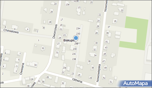 Biskupice, Główna, 23E, mapa Biskupice