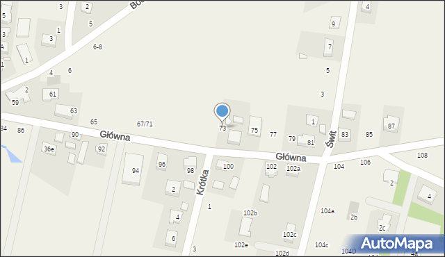 Biskupice, Główna, 73, mapa Biskupice