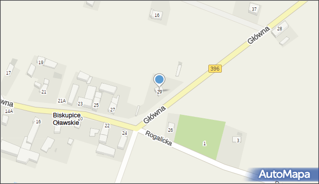 Biskupice Oławskie, Główna, 29, mapa Biskupice Oławskie