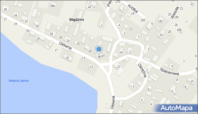 Błądzim, Główna, 16, mapa Błądzim