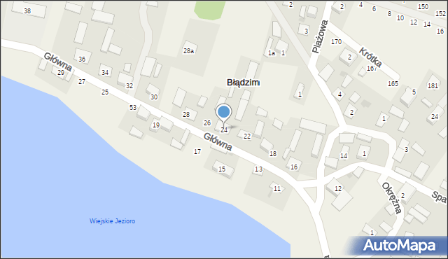 Błądzim, Główna, 24, mapa Błądzim