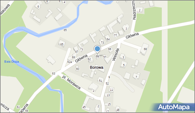 Borowa, Główna, 64, mapa Borowa