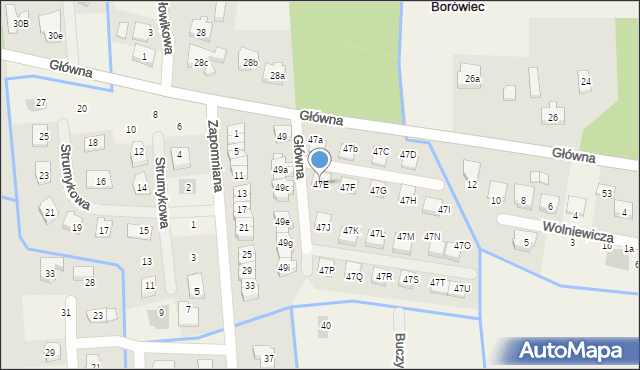 Borówiec, Główna, 47E, mapa Borówiec