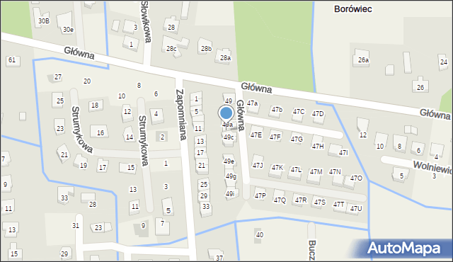 Borówiec, Główna, 49b, mapa Borówiec