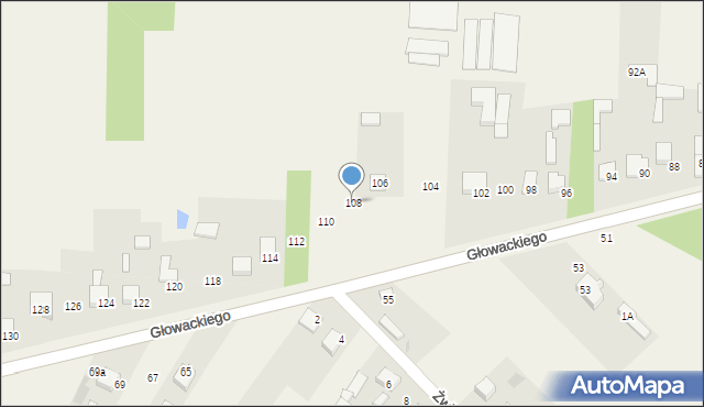 Borowno, Głowackiego Bartosza, 108, mapa Borowno