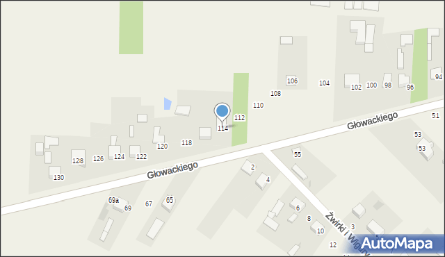 Borowno, Głowackiego Bartosza, 114, mapa Borowno