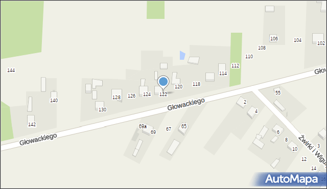 Borowno, Głowackiego Bartosza, 122, mapa Borowno