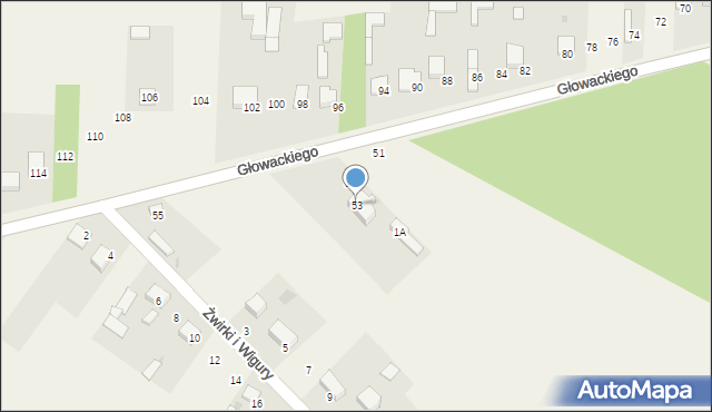 Borowno, Głowackiego Bartosza, 53, mapa Borowno