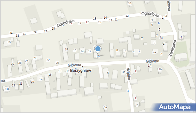 Borzygniew, Główna, 10, mapa Borzygniew